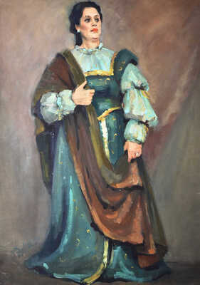 Дейнеко Ольга Константиновна. Эскиз женского костюма к опере «Мадам Баттерфляй» (дама в зеленом платье)